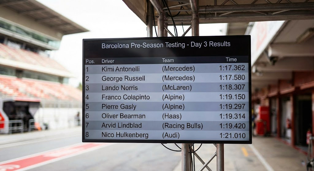 Mercedes blestel na tretjem dnevu v Barceloni Mercedes blestel na tretjem dnevu v Barceloni